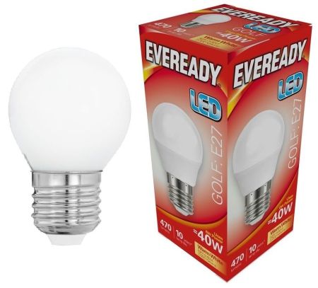 4.9w LED ES Opal Golf Ball 470lm 3000k (Eveready)