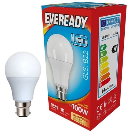 13.8w LED GLS BC Opal 3000k 1521lm's (Eveready)