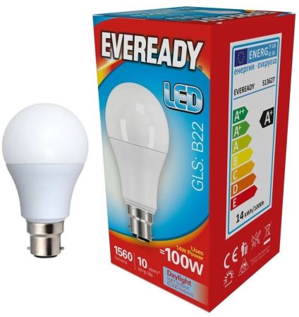 13.8w LED GLS BC Opal 6500k 1521lm's (Eveready)