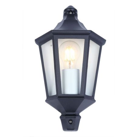 3 Sided Black Half Wall Lantern - Black